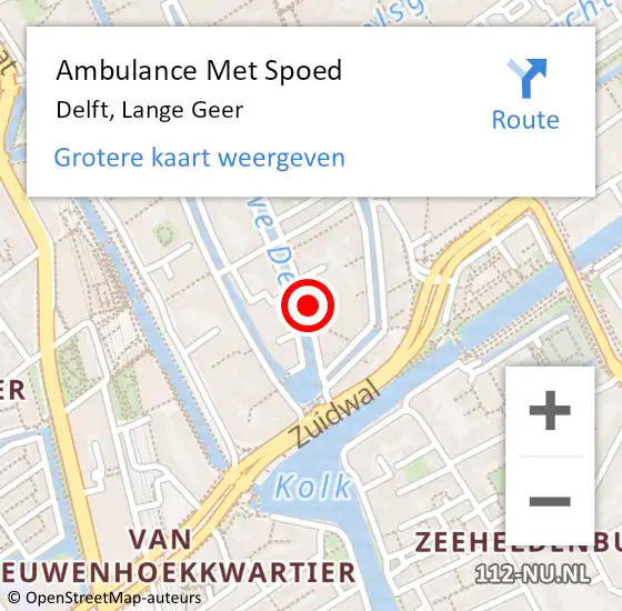 Locatie op kaart van de 112 melding: Ambulance Met Spoed Naar Delft, Lange Geer op 31 mei 2024 13:20