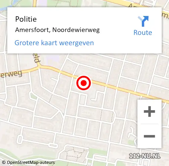 Locatie op kaart van de 112 melding: Politie Amersfoort, Noordewierweg op 31 mei 2024 13:27