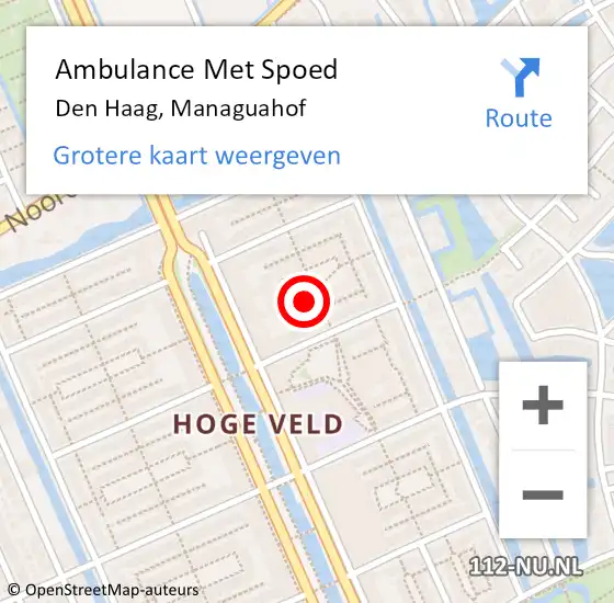 Locatie op kaart van de 112 melding: Ambulance Met Spoed Naar Den Haag, Managuahof op 31 mei 2024 13:32