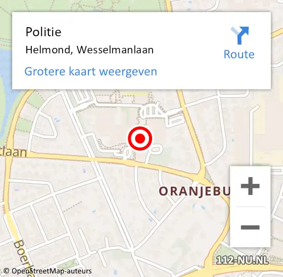 Locatie op kaart van de 112 melding: Politie Helmond, Wesselmanlaan op 31 mei 2024 13:55