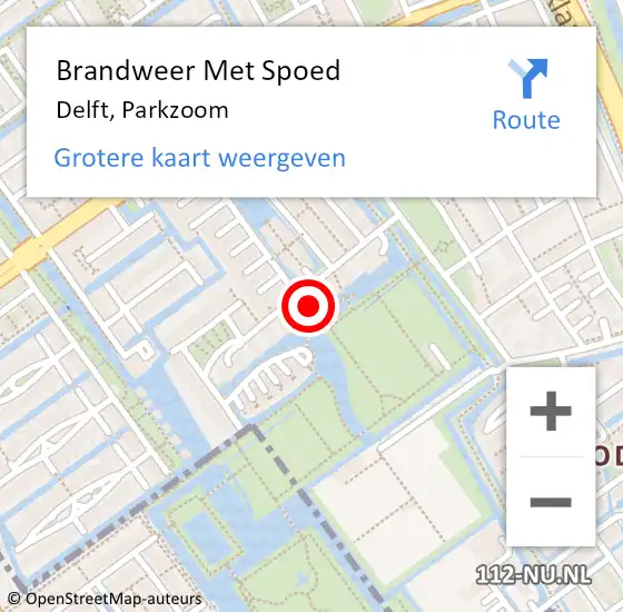 Locatie op kaart van de 112 melding: Brandweer Met Spoed Naar Delft, Parkzoom op 31 mei 2024 13:55