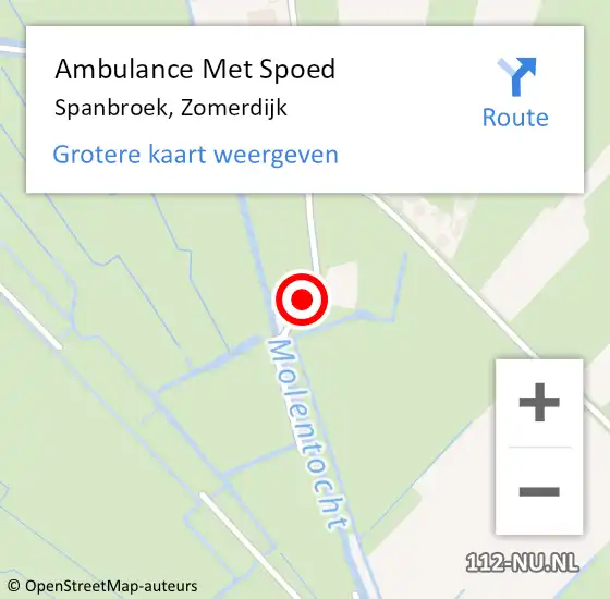 Locatie op kaart van de 112 melding: Ambulance Met Spoed Naar Spanbroek, Zomerdijk op 31 mei 2024 14:06