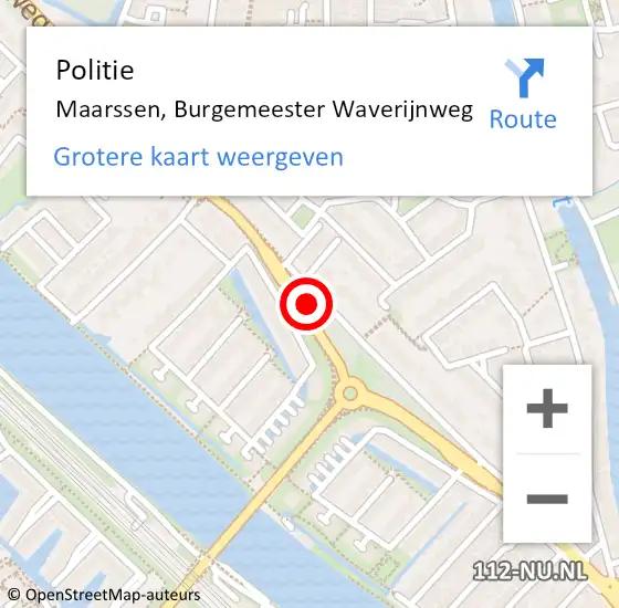 Locatie op kaart van de 112 melding: Politie Maarssen, Burgemeester Waverijnweg op 31 mei 2024 14:07