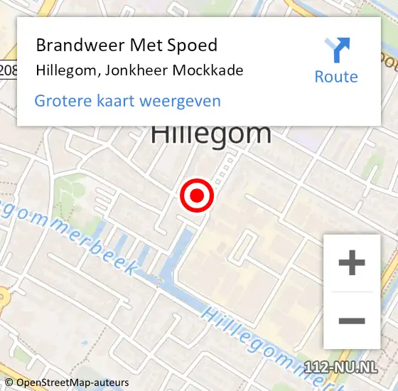 Locatie op kaart van de 112 melding: Brandweer Met Spoed Naar Hillegom, Jonkheer Mockkade op 7 oktober 2014 19:57