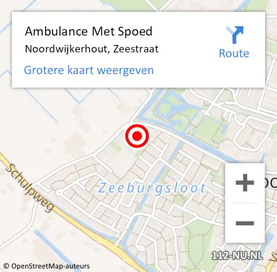 Locatie op kaart van de 112 melding: Ambulance Met Spoed Naar Noordwijkerhout, Zeestraat op 31 mei 2024 14:19