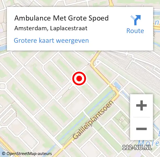 Locatie op kaart van de 112 melding: Ambulance Met Grote Spoed Naar Amsterdam, Laplacestraat op 31 mei 2024 14:22