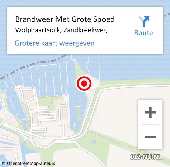 Locatie op kaart van de 112 melding: Brandweer Met Grote Spoed Naar Wolphaartsdijk, Zandkreekweg op 31 mei 2024 14:23