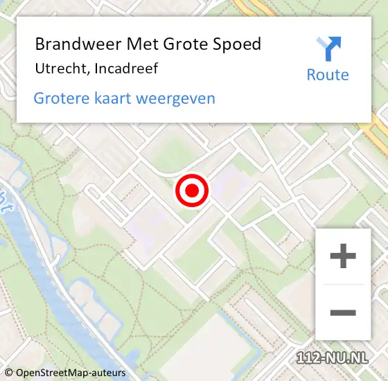 Locatie op kaart van de 112 melding: Brandweer Met Grote Spoed Naar Utrecht, Incadreef op 31 mei 2024 14:26