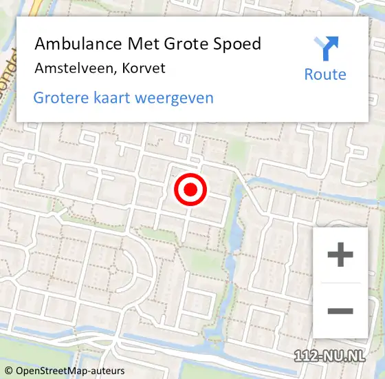 Locatie op kaart van de 112 melding: Ambulance Met Grote Spoed Naar Amstelveen, Korvet op 31 mei 2024 14:28