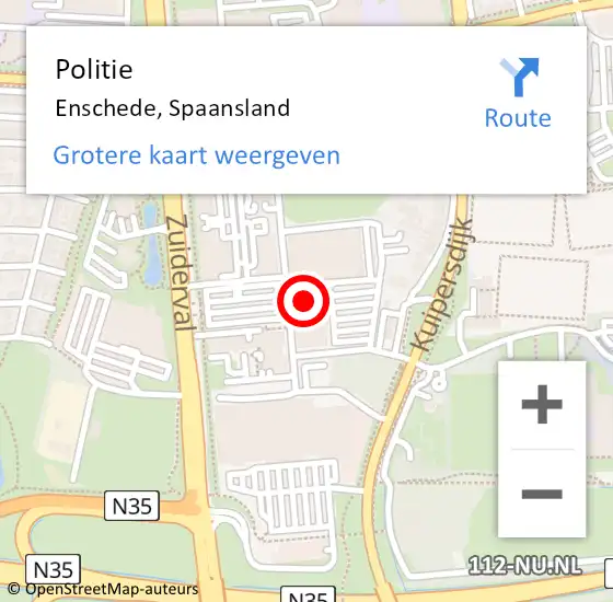 Locatie op kaart van de 112 melding: Politie Enschede, Spaansland op 31 mei 2024 14:40