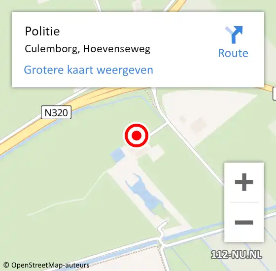 Locatie op kaart van de 112 melding: Politie Culemborg, Hoevenseweg op 31 mei 2024 14:41