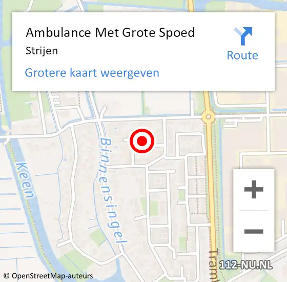 Locatie op kaart van de 112 melding: Ambulance Met Grote Spoed Naar Strijen op 31 mei 2024 14:43