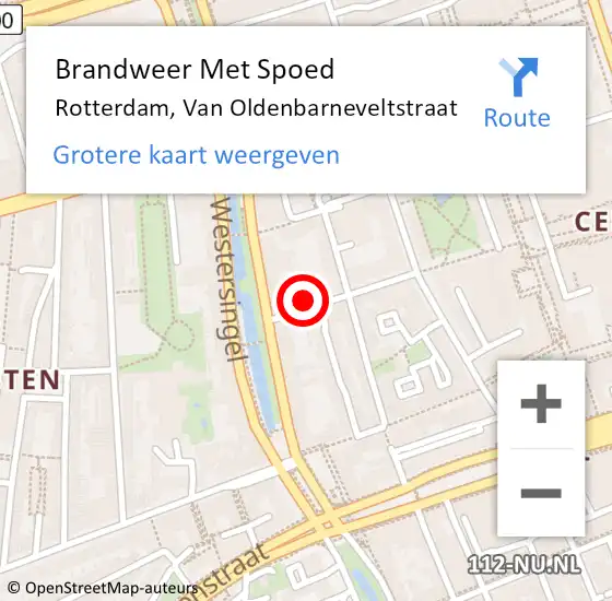 Locatie op kaart van de 112 melding: Brandweer Met Spoed Naar Rotterdam, Van Oldenbarneveltstraat op 31 mei 2024 14:48