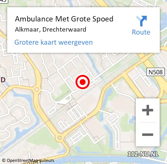 Locatie op kaart van de 112 melding: Ambulance Met Grote Spoed Naar Alkmaar, Drechterwaard op 31 mei 2024 15:08