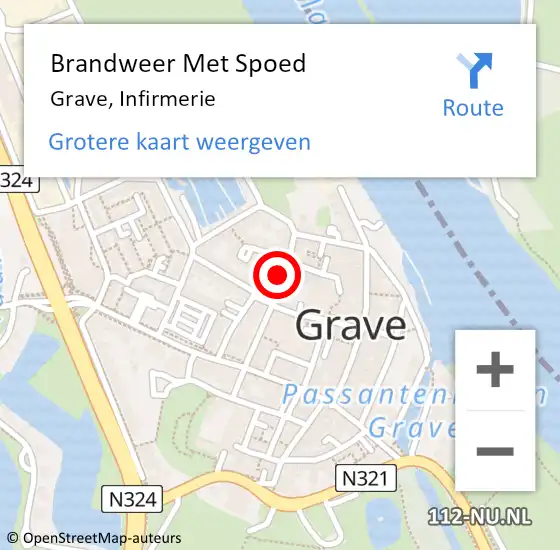 Locatie op kaart van de 112 melding: Brandweer Met Spoed Naar Grave, Infirmerie op 31 mei 2024 15:11