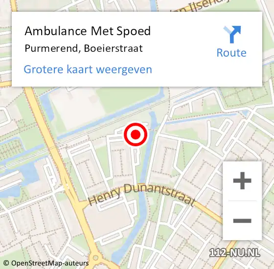 Locatie op kaart van de 112 melding: Ambulance Met Spoed Naar Purmerend, Boeierstraat op 31 mei 2024 15:37