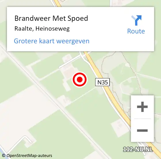 Locatie op kaart van de 112 melding: Brandweer Met Spoed Naar Raalte, Heinoseweg op 31 mei 2024 15:40