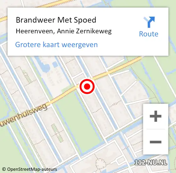 Locatie op kaart van de 112 melding: Brandweer Met Spoed Naar Heerenveen, Annie Zernikeweg op 31 mei 2024 15:43