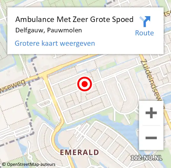 Locatie op kaart van de 112 melding: Ambulance Met Zeer Grote Spoed Naar Delfgauw, Pauwmolen op 31 mei 2024 15:52