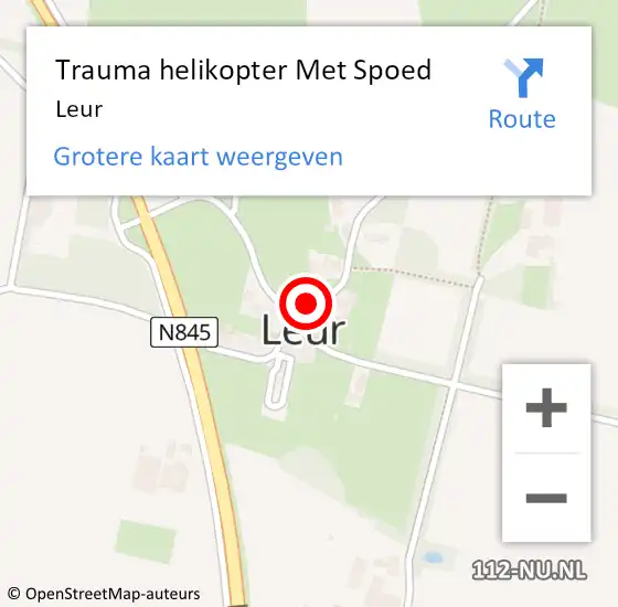Locatie op kaart van de 112 melding: Trauma helikopter Met Spoed Naar Leur op 31 mei 2024 15:54