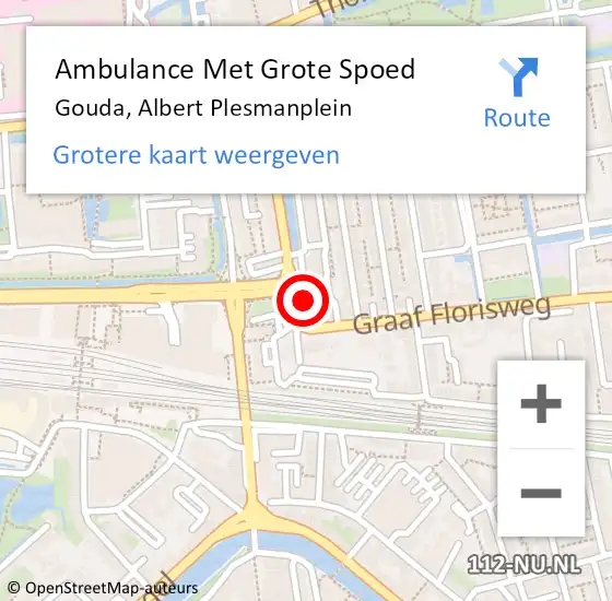 Locatie op kaart van de 112 melding: Ambulance Met Grote Spoed Naar Gouda, Albert Plesmanplein op 31 mei 2024 16:14