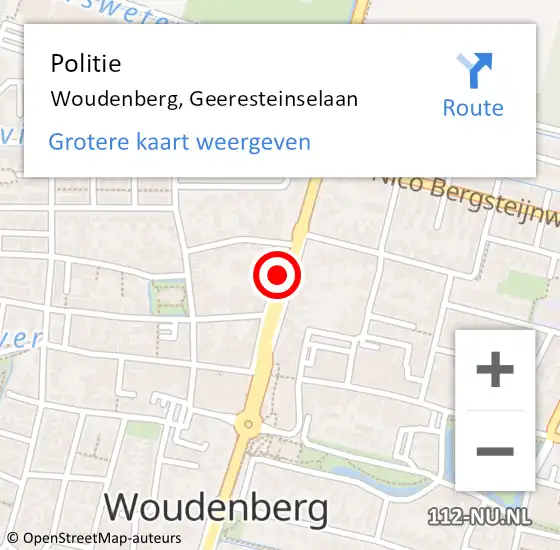 Locatie op kaart van de 112 melding: Politie Woudenberg, Geeresteinselaan op 31 mei 2024 16:31