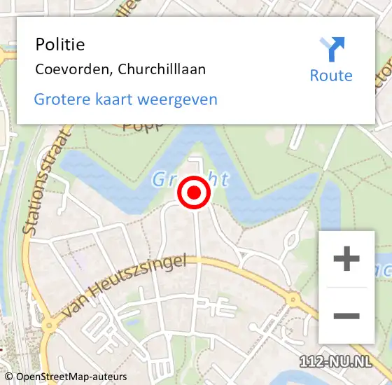 Locatie op kaart van de 112 melding: Politie Coevorden, Churchilllaan op 31 mei 2024 16:35