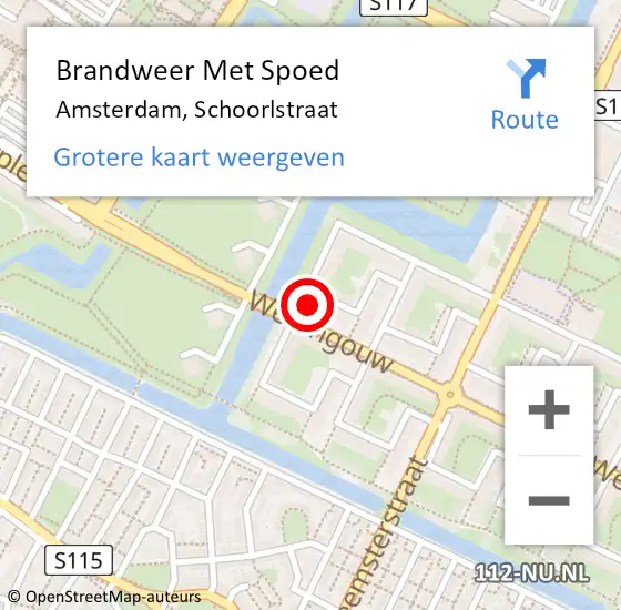 Locatie op kaart van de 112 melding: Brandweer Met Spoed Naar Amsterdam, Schoorlstraat op 31 mei 2024 16:48