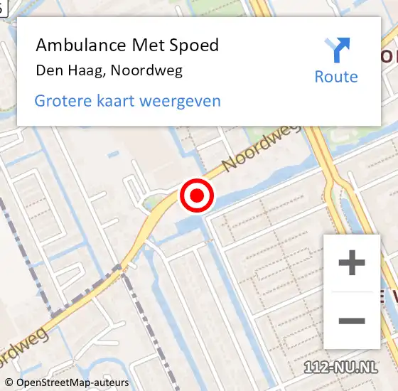 Locatie op kaart van de 112 melding: Ambulance Met Spoed Naar Den Haag, Noordweg op 31 mei 2024 16:52