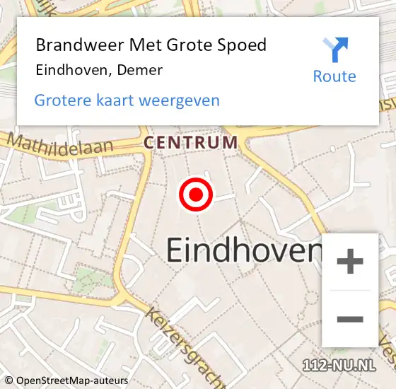 Locatie op kaart van de 112 melding: Brandweer Met Grote Spoed Naar Eindhoven, Demer op 31 mei 2024 16:59