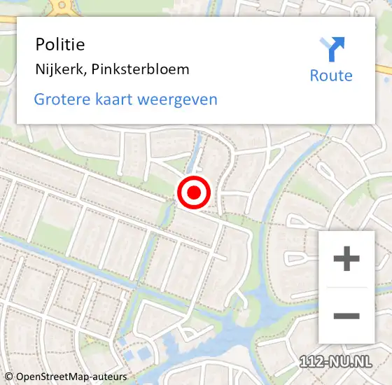 Locatie op kaart van de 112 melding: Politie Nijkerk, Pinksterbloem op 31 mei 2024 16:59