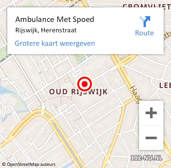 Locatie op kaart van de 112 melding: Ambulance Met Spoed Naar Rijswijk, Herenstraat op 31 mei 2024 17:01