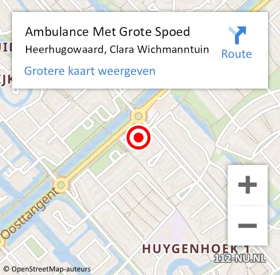 Locatie op kaart van de 112 melding: Ambulance Met Grote Spoed Naar Heerhugowaard, Clara Wichmanntuin op 31 mei 2024 17:03