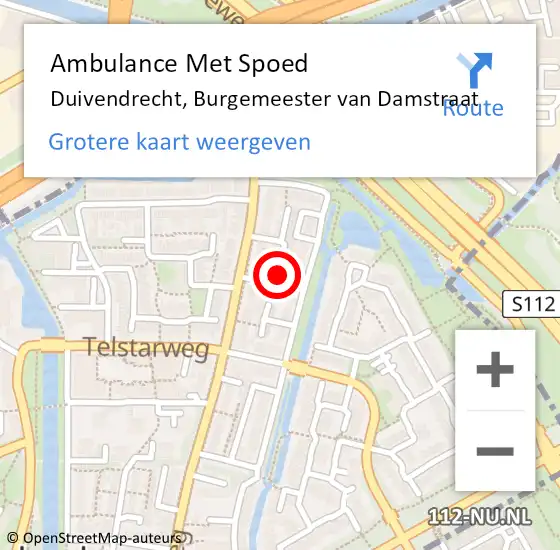 Locatie op kaart van de 112 melding: Ambulance Met Spoed Naar Duivendrecht, Burgemeester van Damstraat op 31 mei 2024 17:10