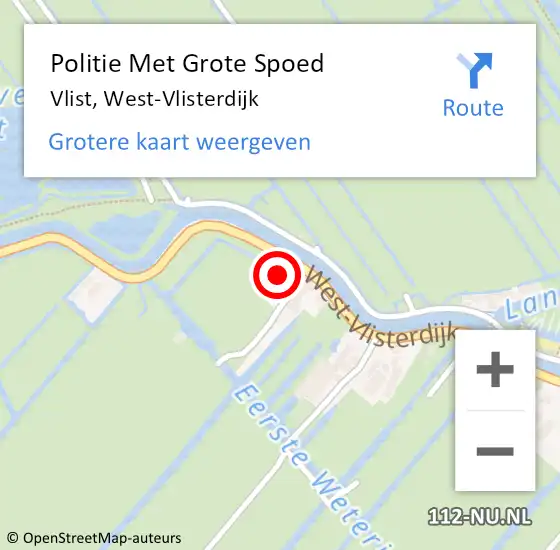 Locatie op kaart van de 112 melding: Politie Met Grote Spoed Naar Vlist, West-Vlisterdijk op 31 mei 2024 17:14