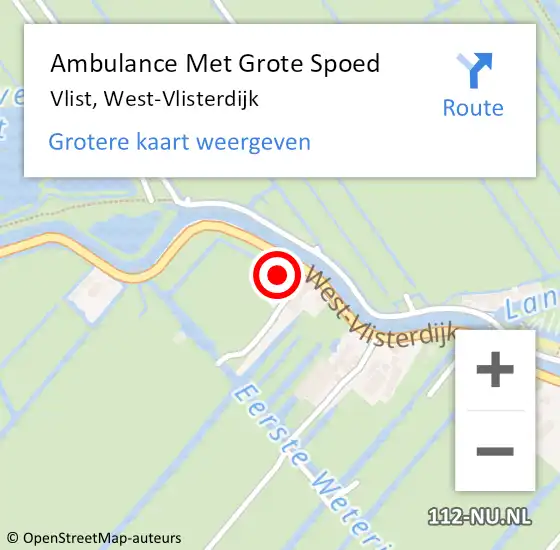 Locatie op kaart van de 112 melding: Ambulance Met Grote Spoed Naar Vlist, West-Vlisterdijk op 31 mei 2024 17:16