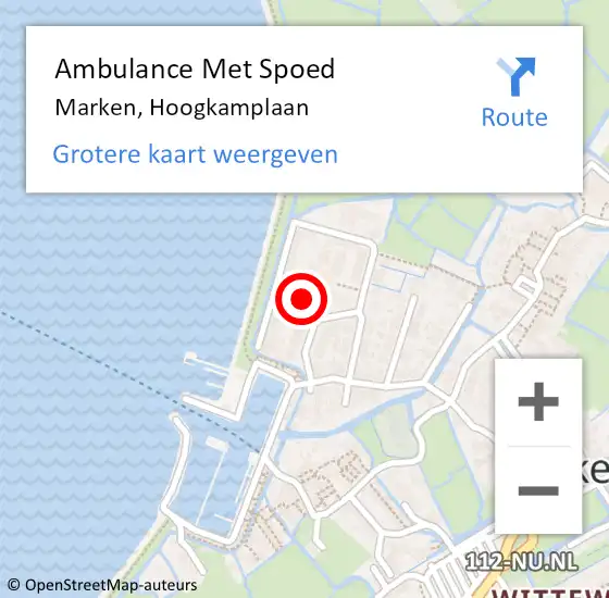 Locatie op kaart van de 112 melding: Ambulance Met Spoed Naar Marken, Hoogkamplaan op 31 mei 2024 17:20