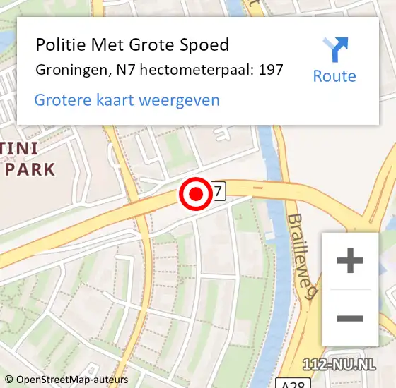 Locatie op kaart van de 112 melding: Politie Met Grote Spoed Naar Groningen, N7 hectometerpaal: 197 op 31 mei 2024 17:26