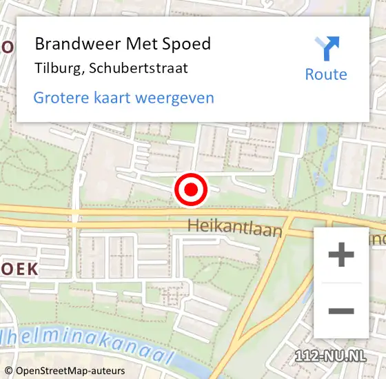 Locatie op kaart van de 112 melding: Brandweer Met Spoed Naar Tilburg, Schubertstraat op 31 mei 2024 17:29