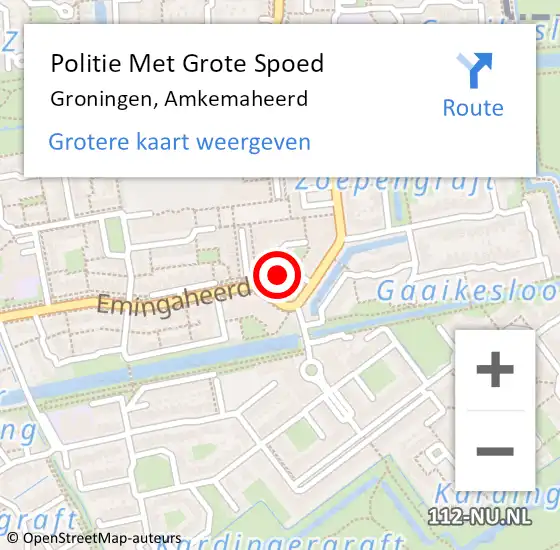 Locatie op kaart van de 112 melding: Politie Met Grote Spoed Naar Groningen, Amkemaheerd op 31 mei 2024 17:42