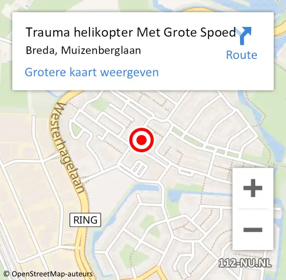 Locatie op kaart van de 112 melding: Trauma helikopter Met Grote Spoed Naar Breda, Muizenberglaan op 31 mei 2024 17:48