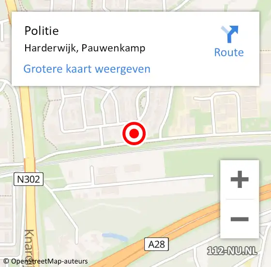 Locatie op kaart van de 112 melding: Politie Harderwijk, Pauwenkamp op 31 mei 2024 17:50