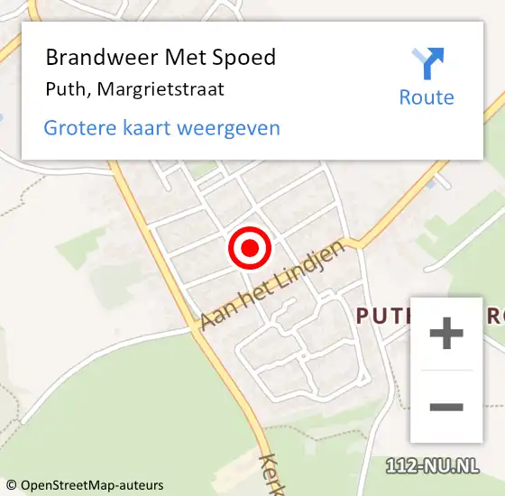 Locatie op kaart van de 112 melding: Brandweer Met Spoed Naar Puth, Margrietstraat op 31 mei 2024 17:53