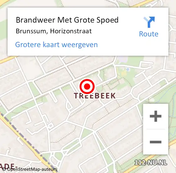 Locatie op kaart van de 112 melding: Brandweer Met Grote Spoed Naar Brunssum, Horizonstraat op 31 mei 2024 18:01