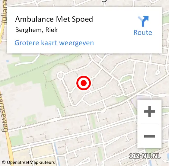 Locatie op kaart van de 112 melding: Ambulance Met Spoed Naar Berghem, Riek op 16 oktober 2013 22:41