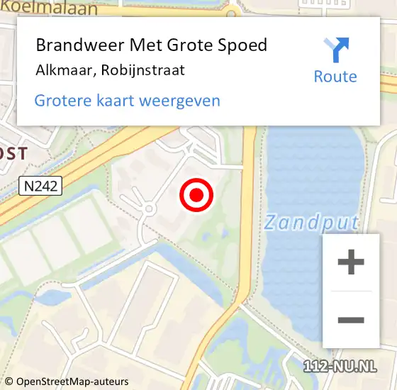 Locatie op kaart van de 112 melding: Brandweer Met Grote Spoed Naar Alkmaar, Robijnstraat op 31 mei 2024 18:07