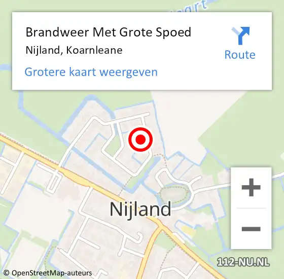 Locatie op kaart van de 112 melding: Brandweer Met Grote Spoed Naar Nijland, Koarnleane op 31 mei 2024 18:24