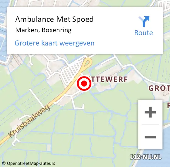 Locatie op kaart van de 112 melding: Ambulance Met Spoed Naar Marken, Boxenring op 31 mei 2024 18:28