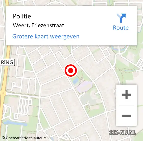 Locatie op kaart van de 112 melding: Politie Weert, Friezenstraat op 31 mei 2024 18:32