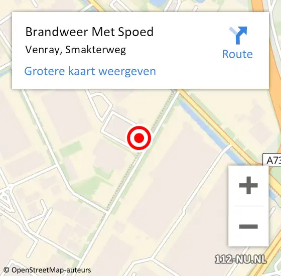 Locatie op kaart van de 112 melding: Brandweer Met Spoed Naar Venray, Smakterweg op 31 mei 2024 18:33